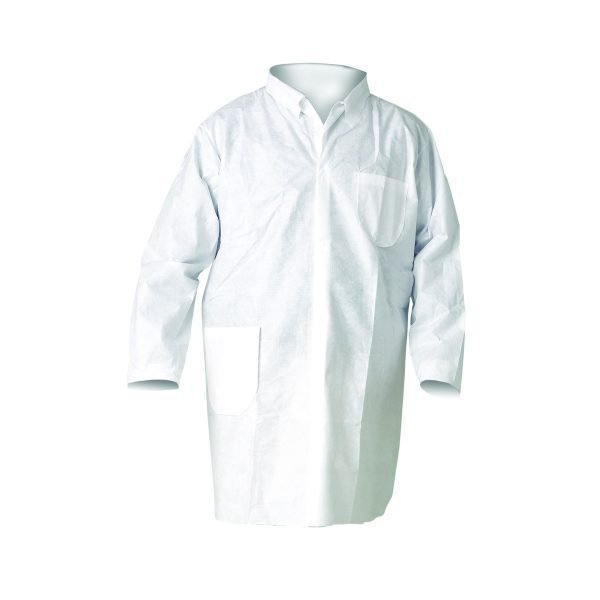 Breathable 처분할 수 있는 플라스틱 실험실은 두건 없이 주문을 받아서 만들어진 소매 길이로/입힙니다
